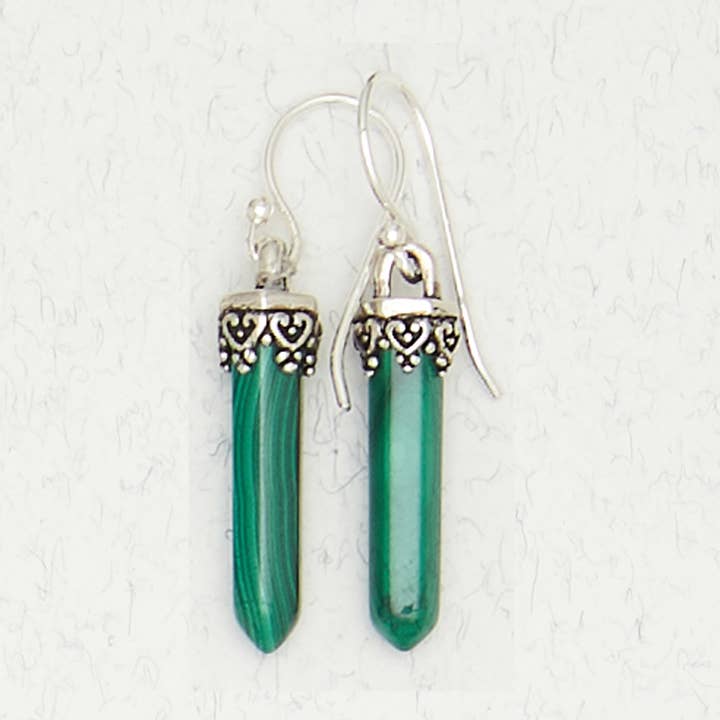 Malachite Mini Point Earrings for wholesale by Nirvana LLC