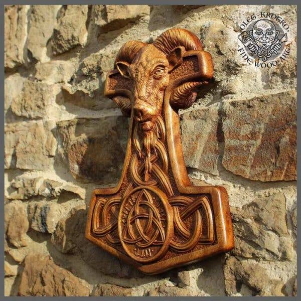 Forged In Wood – Großhandel 3D-Wandkunst – MJÖLNIR oder THOR HAMMER. Wunderschönes Stück nordischer Kunst