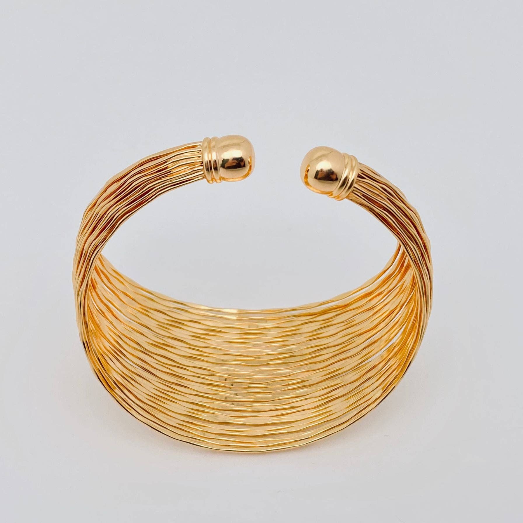 Mio Queena - Wholesale Cuff Bracelet - Multi-layered Metal Coil Wide-sided Gold-plated Cuff Bangle2