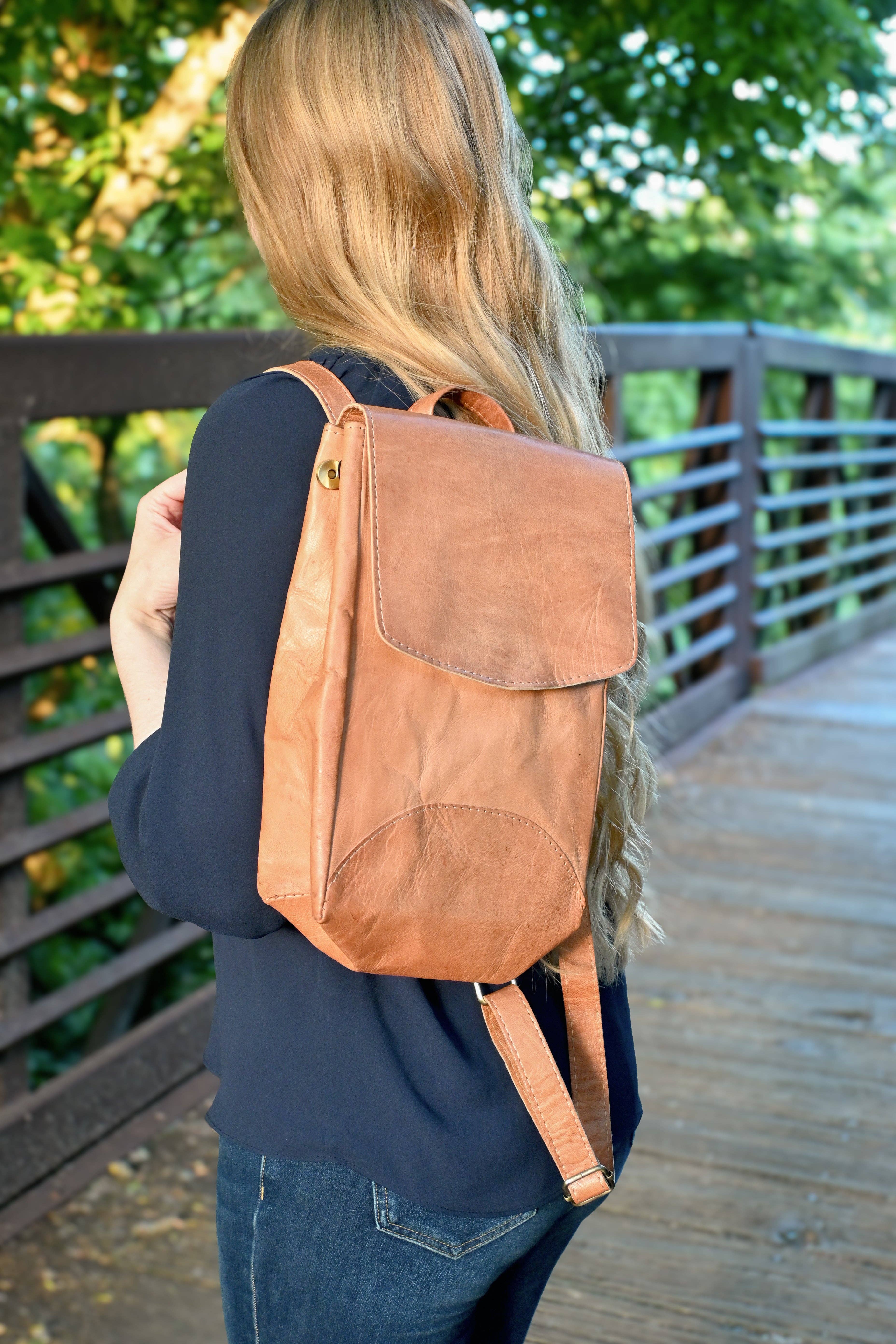 Jubilee Trading Co.  |  Ethical Trade Decor + Accessories - Wholesale Backpack - Women's - Rosa Backpack - Leather Backpack Purse7