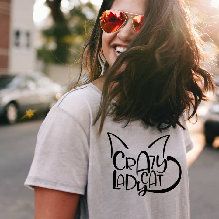 Top Crate - Wholesale Screen Printed T-Shirt - Women's - Pets: Crazy Cat Lady , graphic tee, CASE1