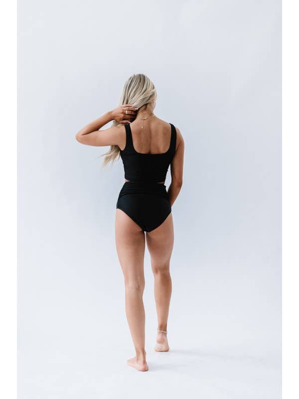 Black Square Neck Swim Top for wholesale on Faire1