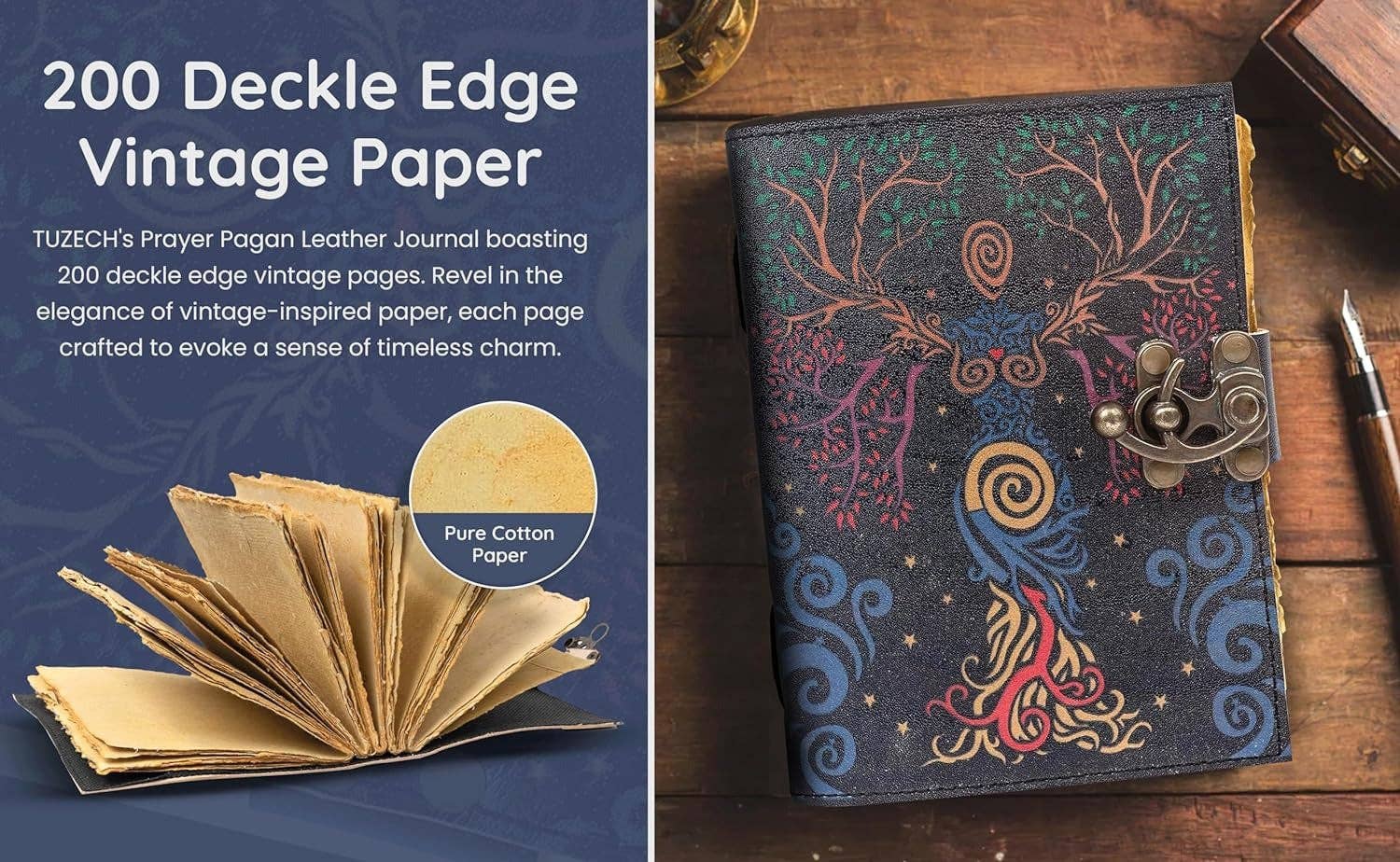 Tuzech Leather – wholesale Journal och dagbok – TUZECH läderklätt anteckningsbok med grimoirestil och ojämna kanter för män och kvinnor73