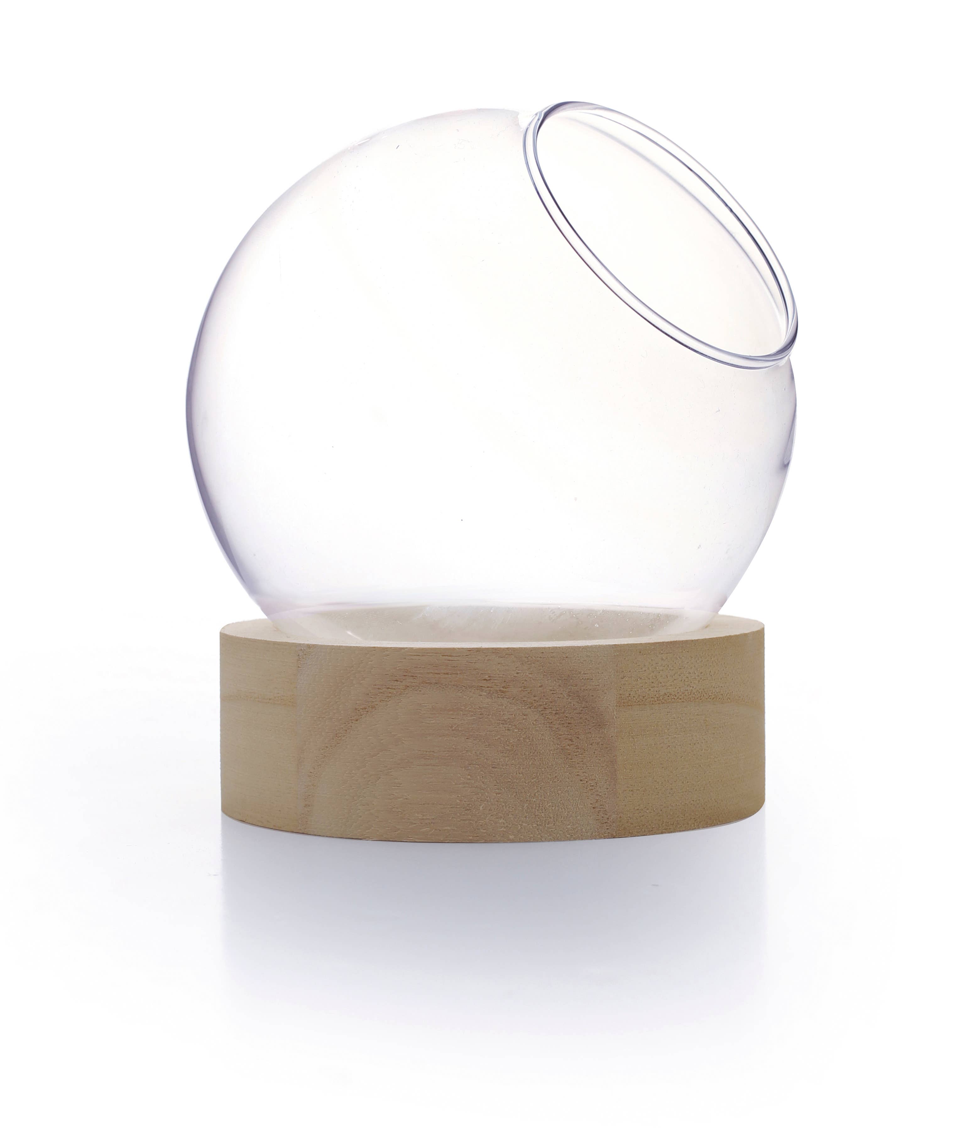 Graine Créative – Großhandel Malset – Glaskugelvase mit Holzsockel Ø 10 cm x H 11 cm1