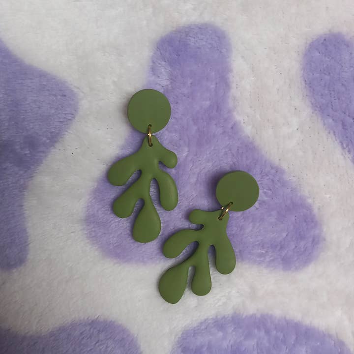 Polymer clay coral shaped dangle earrings for wholesale by House of Hetty