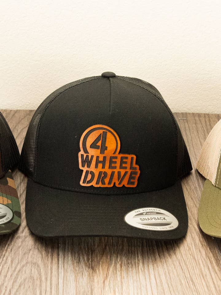 Willy's Jeep Style 4 Wheel Drive Patch Trucker for wholesale by Battle Born Clothing and Print