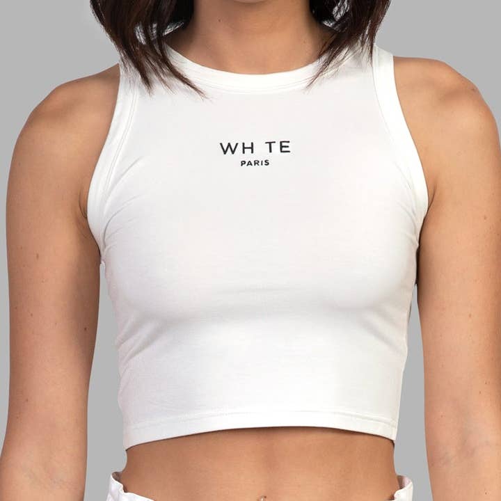 Top court blanc simple pour la vente par Blvck Paris