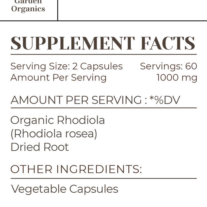 Garden Organics - Wholesale Oral Supplement/Vitamin - Rhodiola Capsules