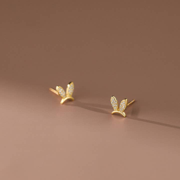 Perimade & Co. LLC - Wholesale Stud/Post Earrings - Tiny Bunny Rabbit Ear Stud Earrings in 925 Sterling Silver