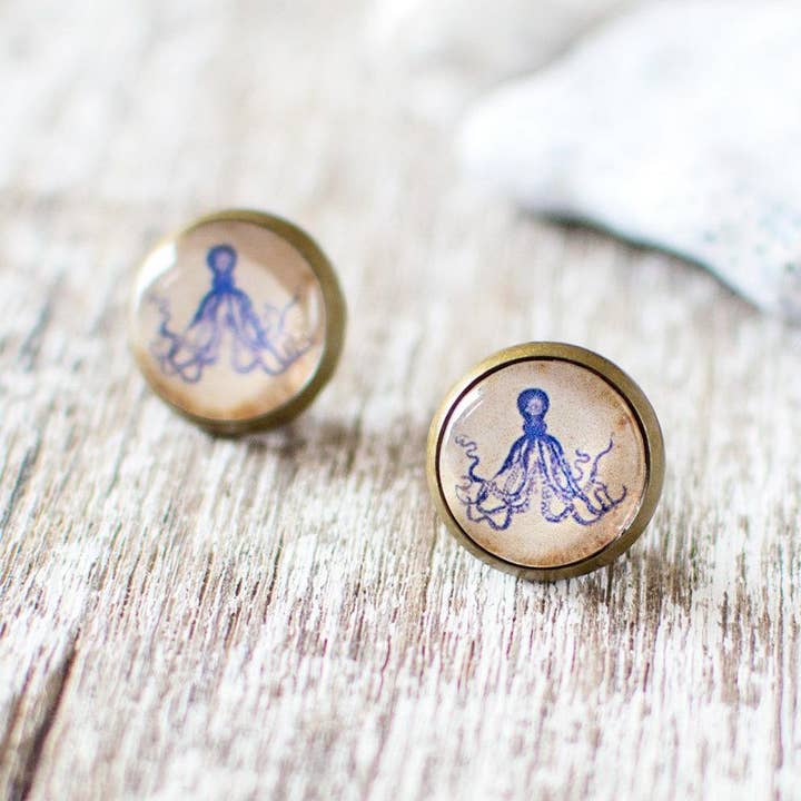 Blue Octopus Earrings for wholesale by Juju Treasures