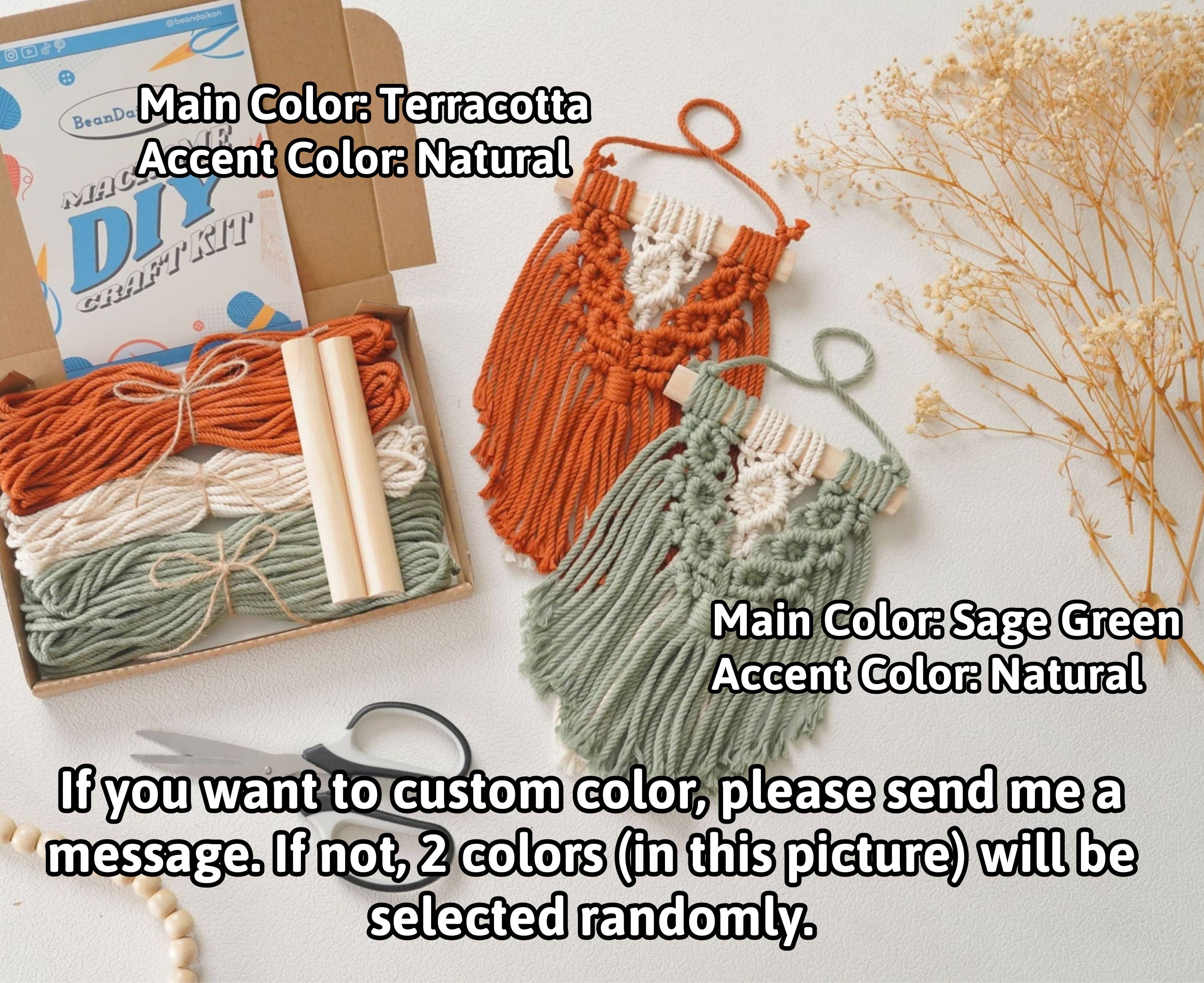 BeanDaikon - Vendita all'ingrosso Kit per lavoretti fai da te - Kit artigianale da appendere a parete in mini macramè K172