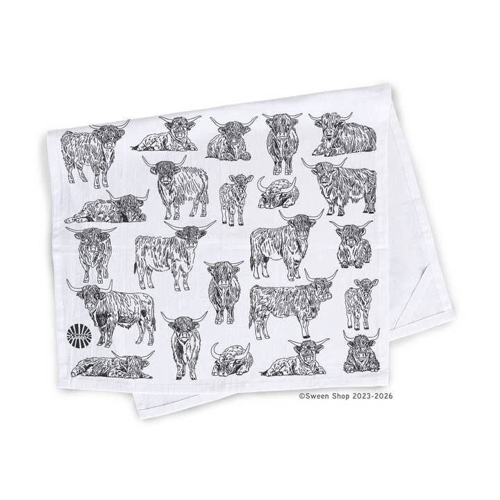 Highland Cow Tea Towel - 100% Premium Cotton Kitchen Dish Cloth for wholesale by Sween Shop