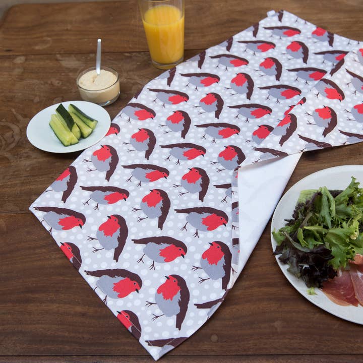 Robin Print Tea Towel for wholesale by The Owlery