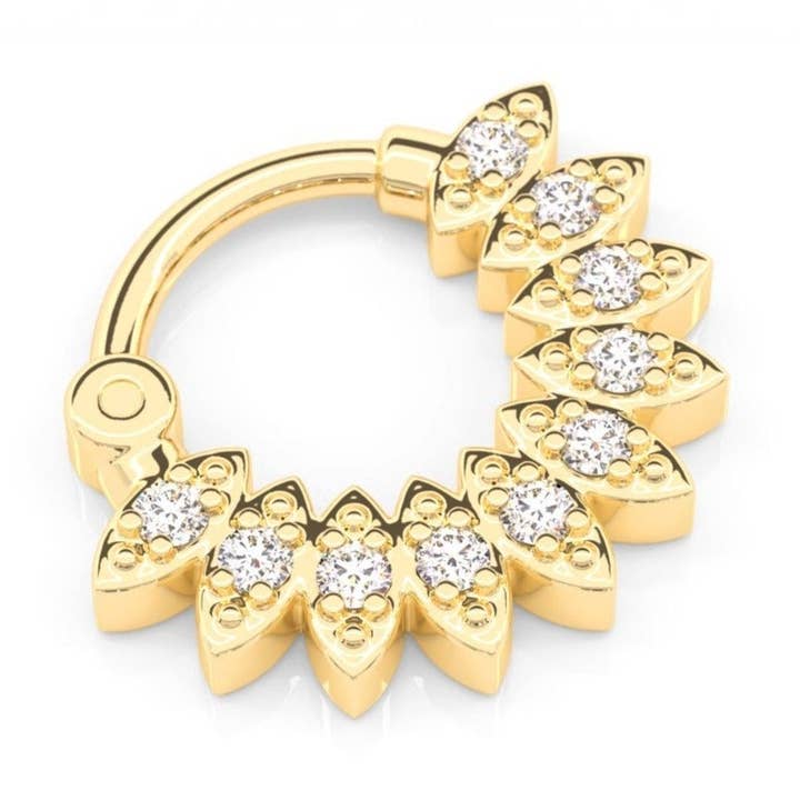 14K guld diamant Marquise Clicker Hoop för wholesale av Umanative Design