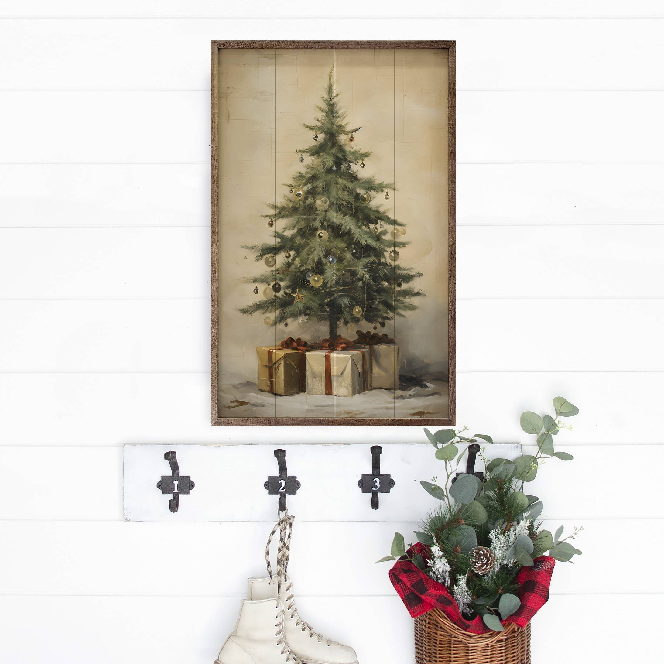 Kendrick Home - Wholesale Christmas Wall Art - Christmas Tree With Presents II By Petals Prints Designs1