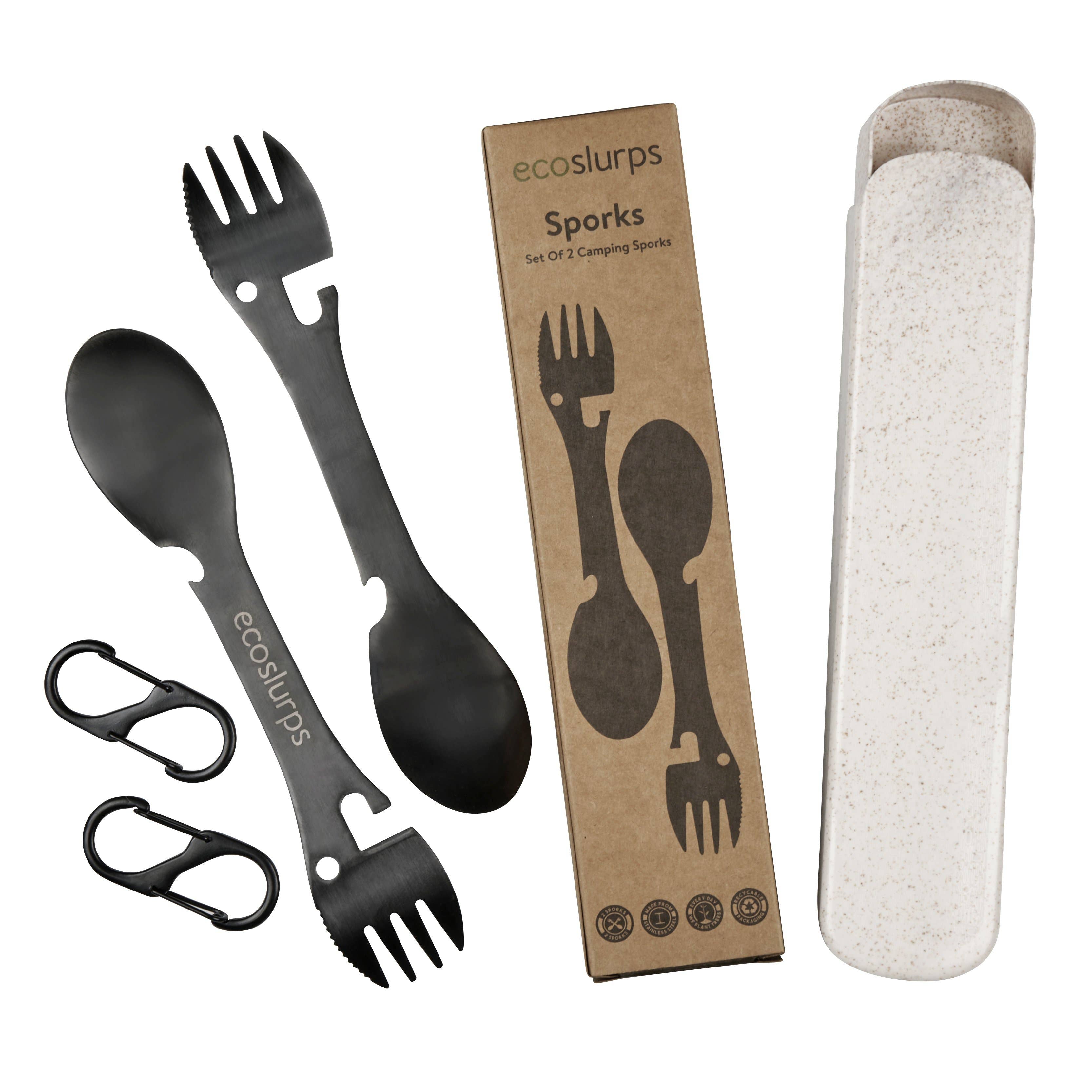 Black Spork Reusable Cutlery and Camping Cutlery Sets sporks for wholesale on Faire12