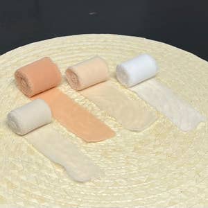 1 Roll 5 Yards white Chiffon Ribbon, Handmade Frayed Edged Ribbon