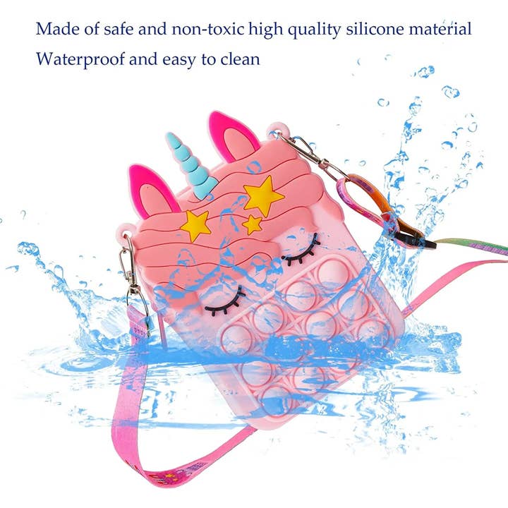 JSBlueRidge Toys – Engroshandel Crossbodytaske – til børn – Enhjørning Pop it Fidget Stuffer Valentins Pige Taske10