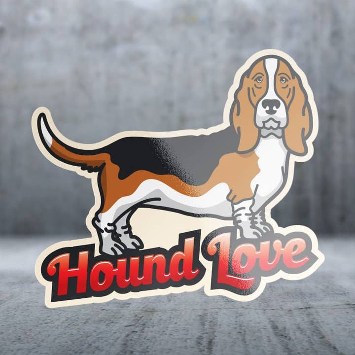 Basset Hound Love - Sticker for wholesale by Two Feet Treats