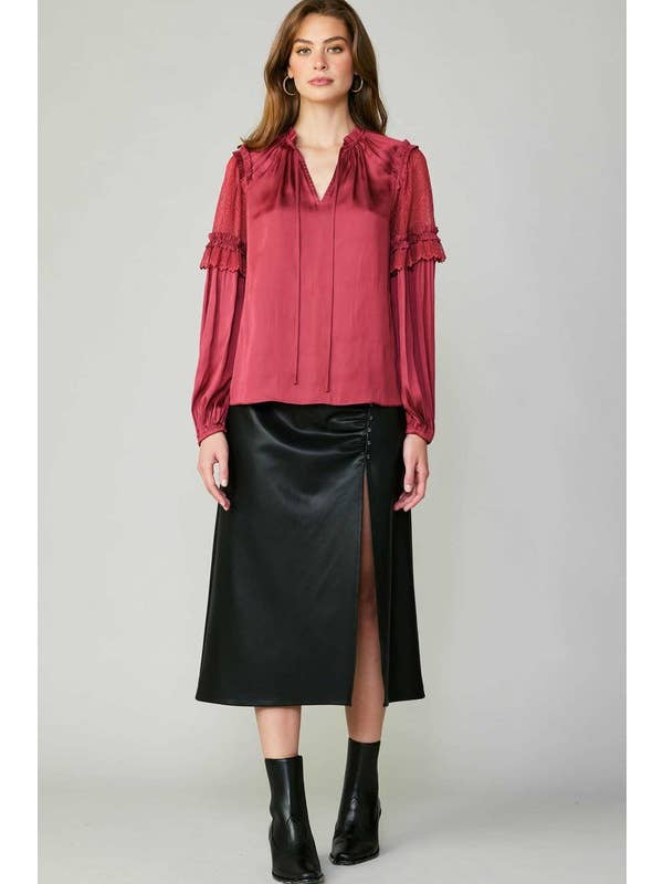 Current Air – Engroshandel Bluse - Dame – Bluse med blondeærmer og flæsedetaljer11