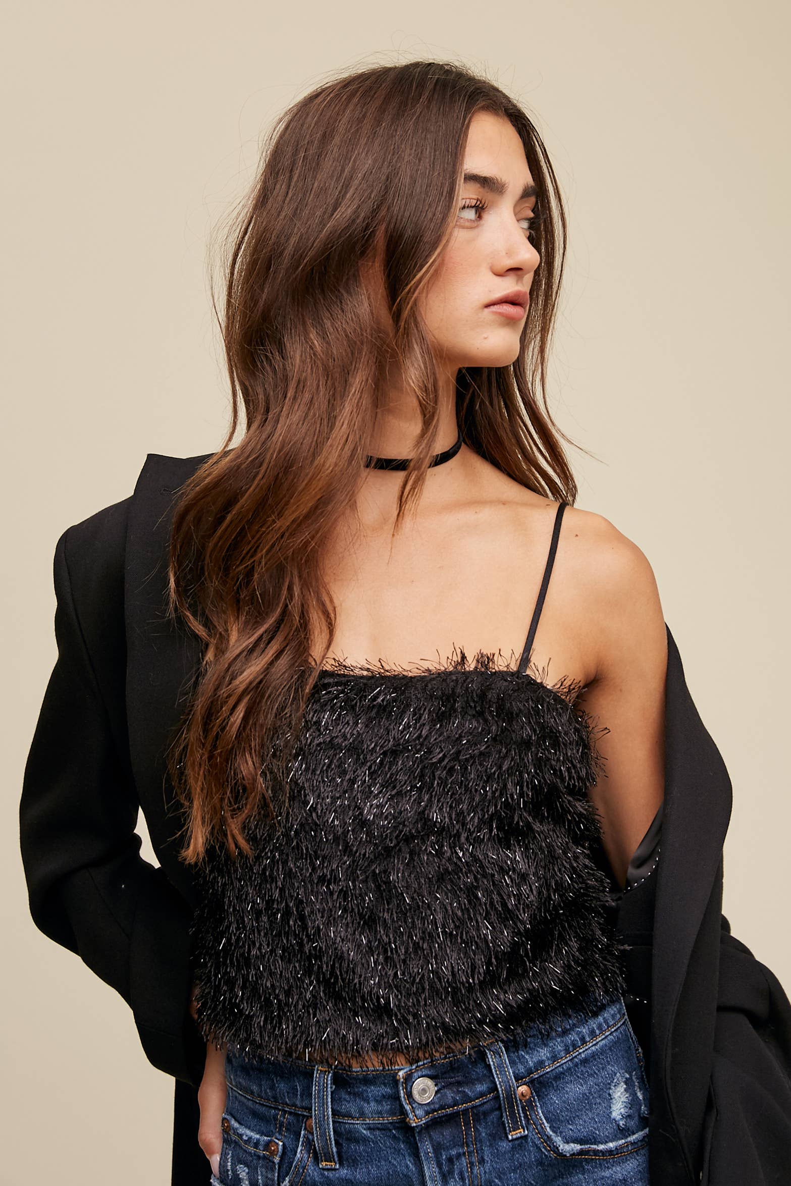 Listicle - Wholesale Camisole - Women's - Metallic Eyelash Knit Cami Top LT131525