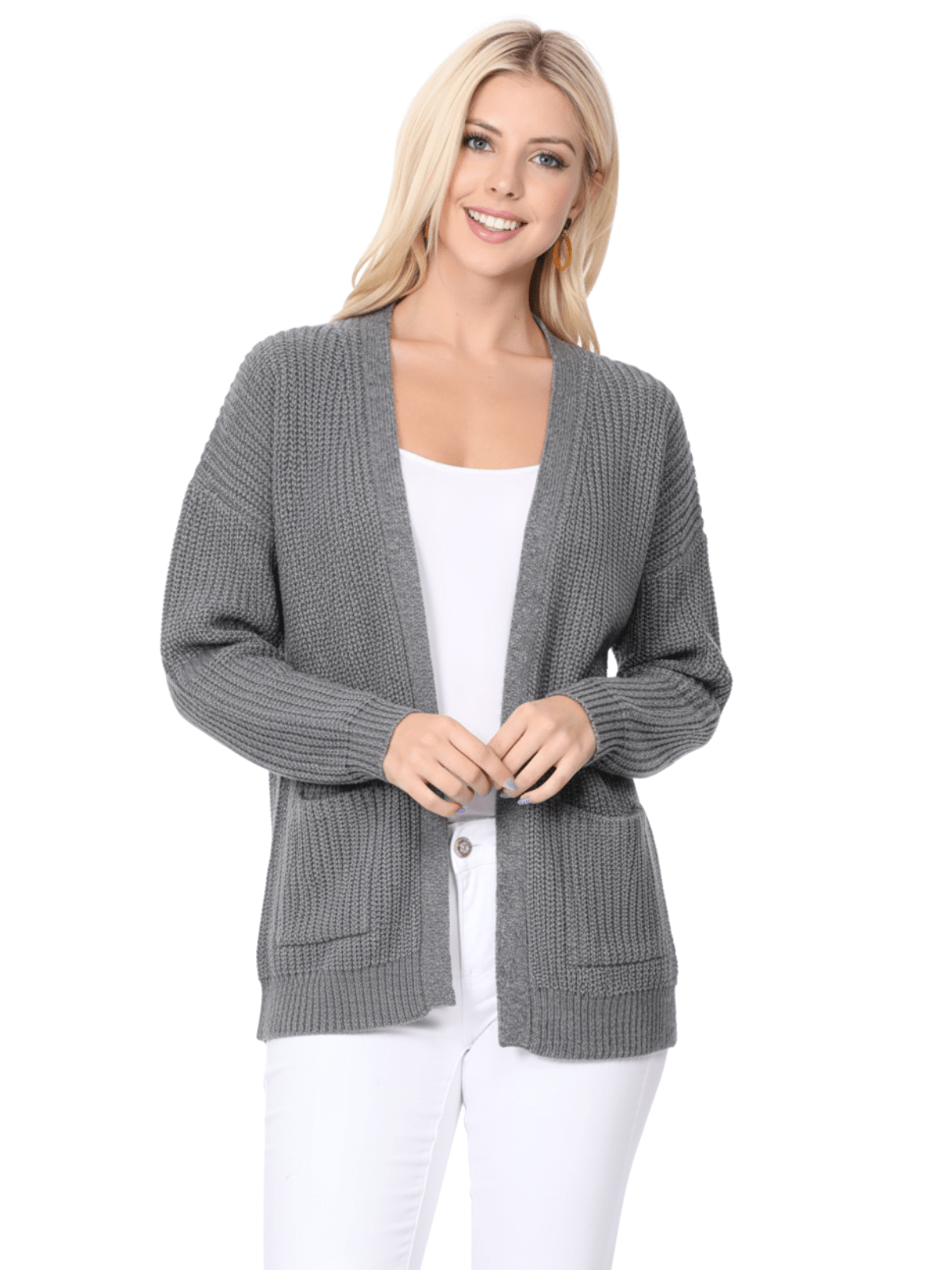 Mak – wholesale Cardigan – Women’s – Women's Waffle Knit Open Front Sweater Cardigan HK82466