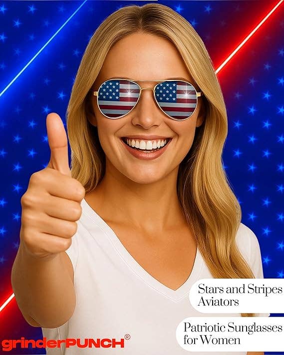 grinderPUNCH - Wholesale Sunglasses - Unisex - American Flag Aviator Sunglasses Glasses (Gunmetal)3