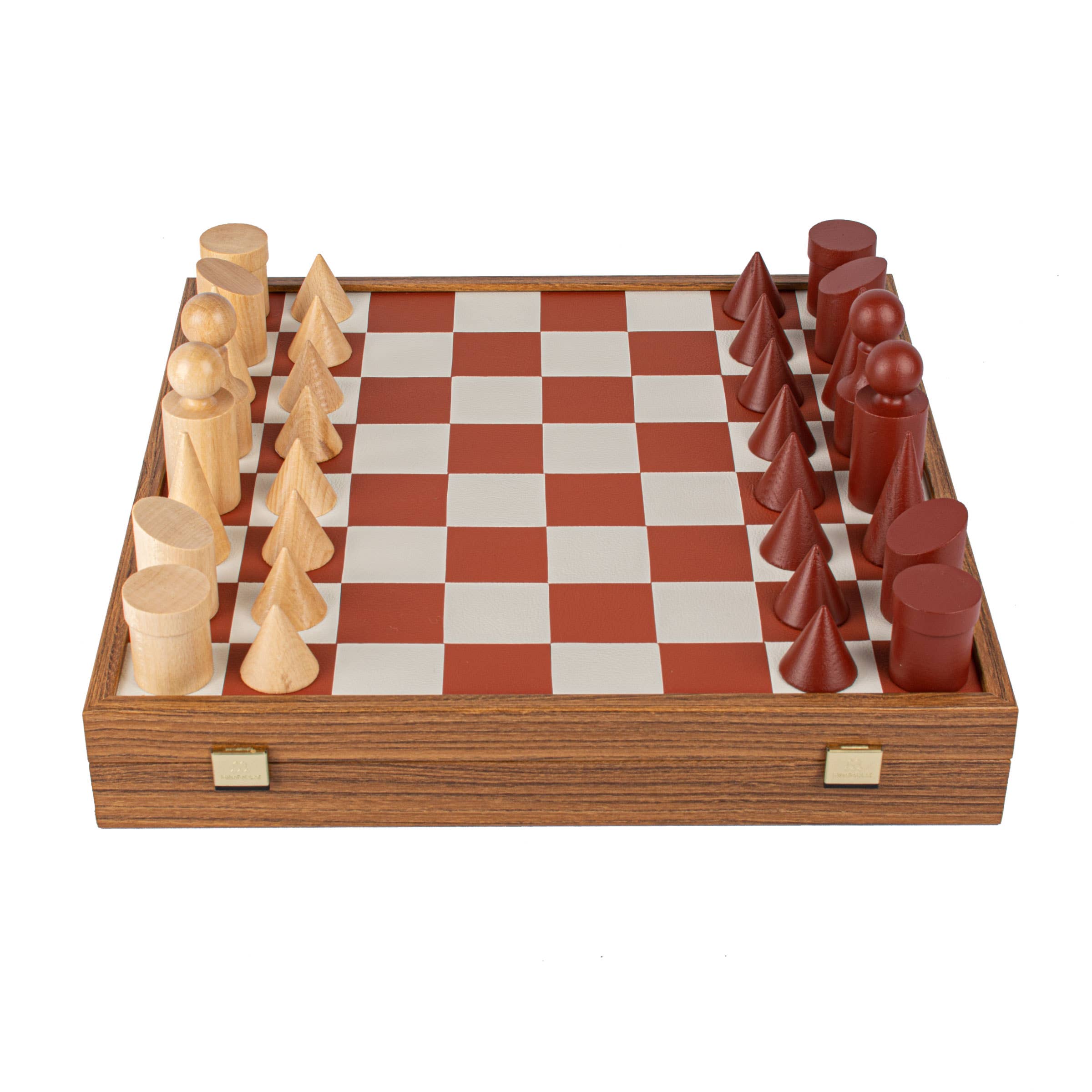 Cardshouse – Großhandel Brettspiele – Bauhaus Schachset mit 40 cm Brett in Terrakotta & Weiß1