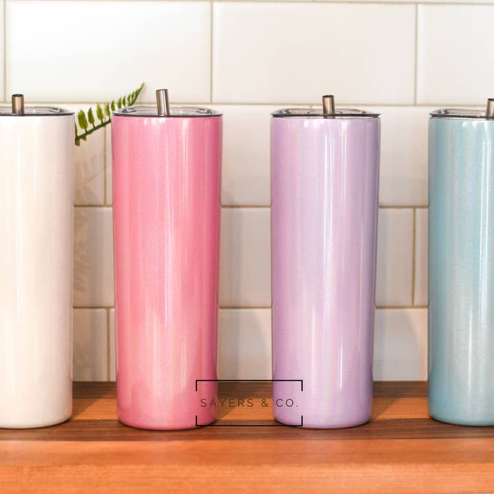 Sayers & Co. - Wholesale Insulated Mug/Tumbler - 20 oz Skinny Glitter SUBLIMATION Tumblers