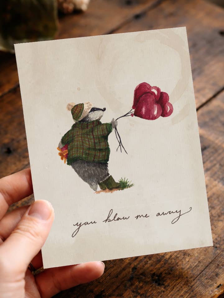 You Blow Me Away Valentines 100% Recycled Greeting Card for wholesale by Brooke Marie