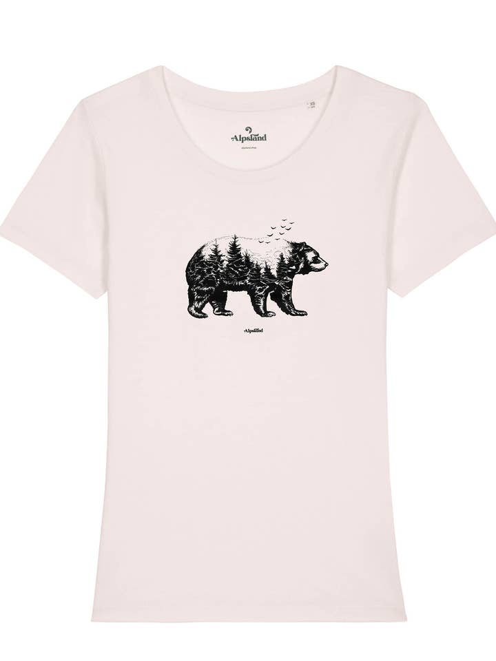 Ours dans la forêt - T-shirt graphique bio pour femmes pour la vente par Alpsland