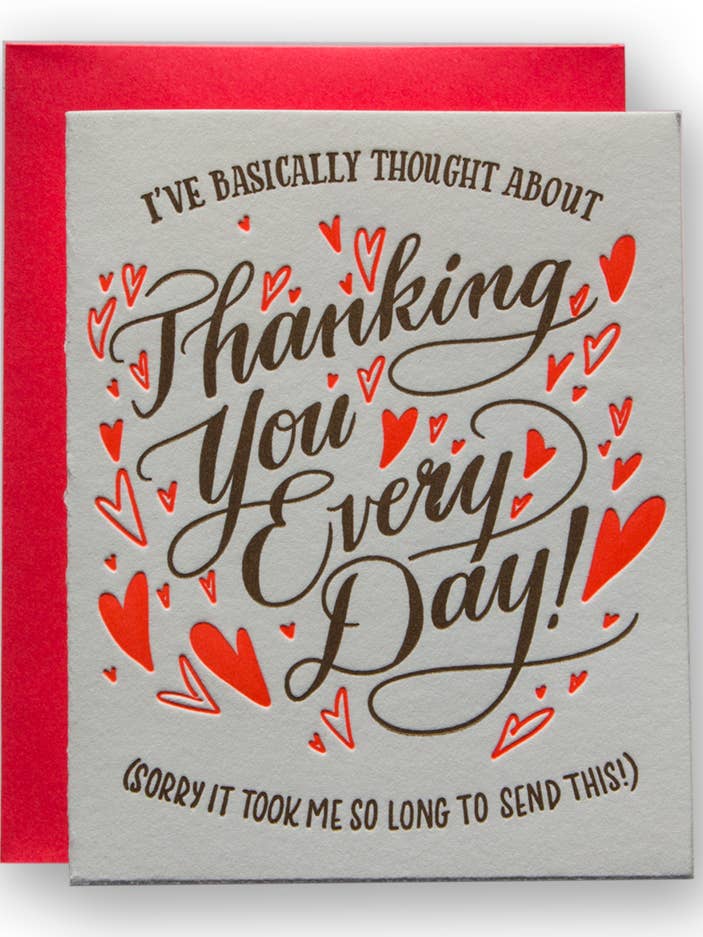Thanking You Every Day Card for wholesale by Ladyfingers Letterpress