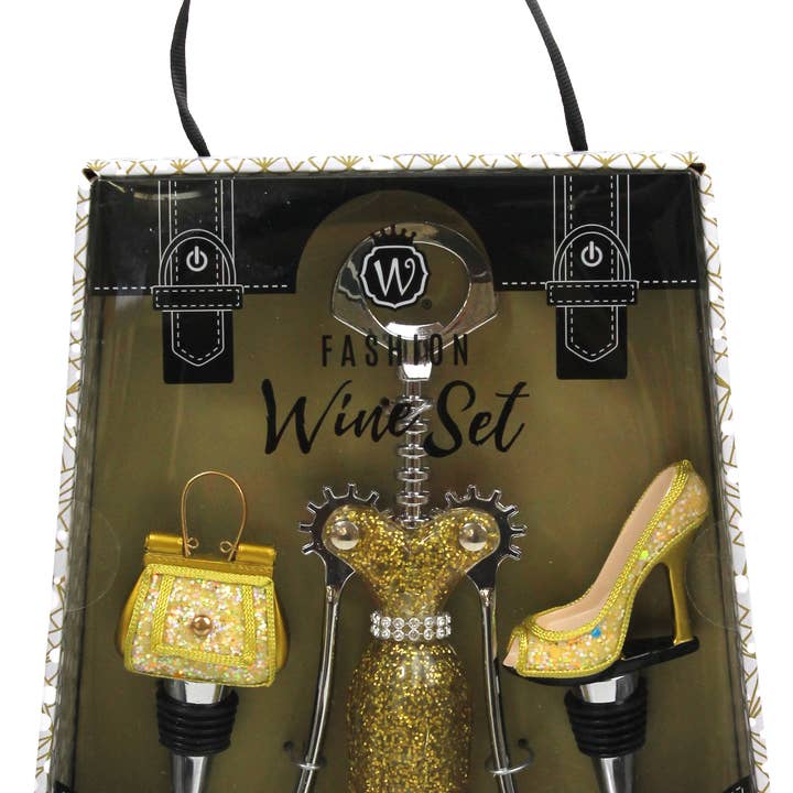 White & Gold Leopard Wine Fashion Set for wholesale by Wild Eye Designs