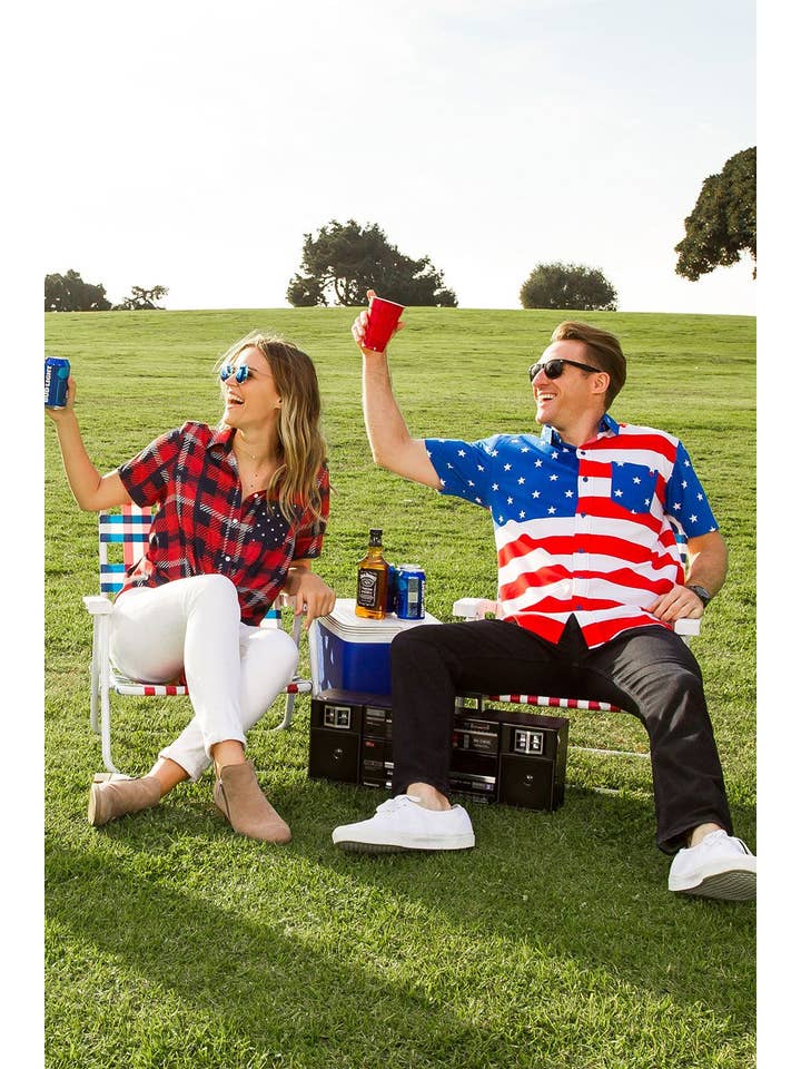 Tipsy Elves - Wholesale Button Down Shirt - Men's - American Flag Button Down Shirt - Men's Patriotic Shirt