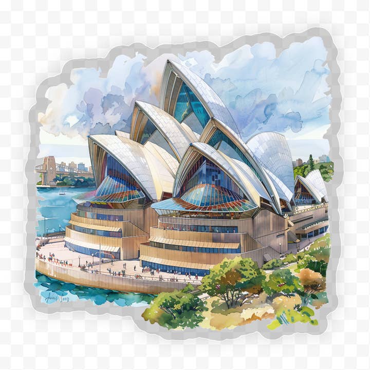 Sydney Opernhaus Australien Klar Vinyl, Aufkleber, 3x3 Zoll. für den Großhandel von Savannah and James Co
