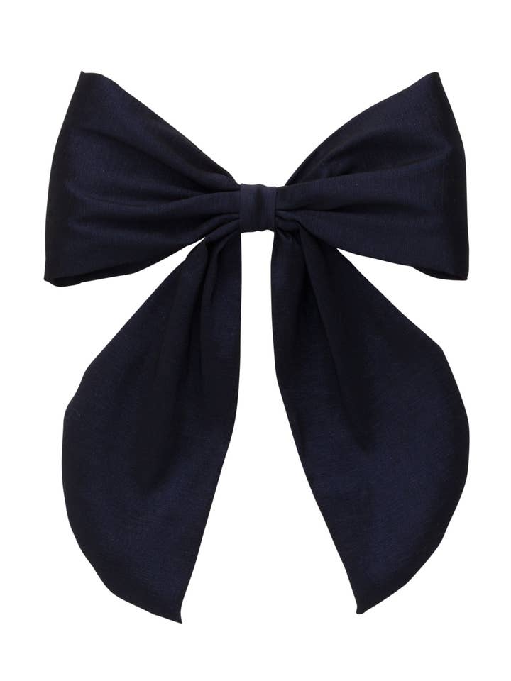 The Perfect Bow Clip - Large - Taffeta - Navy for wholesale by Project 6 NY Kids