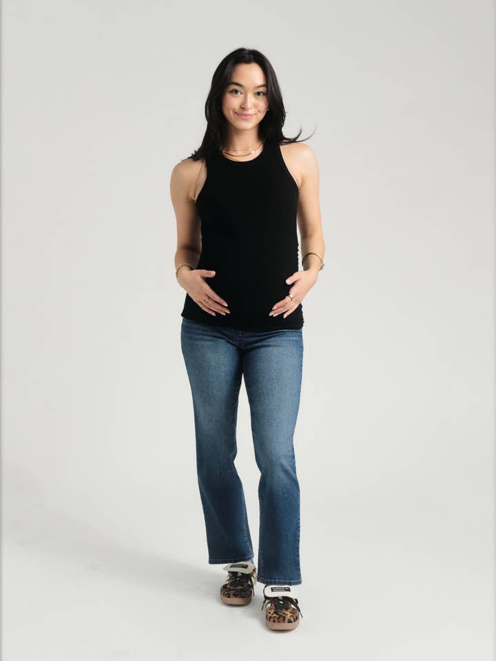Maternity 30" Straight Leg Jean w/ Bellyband in Oaklee for wholesale by 1822 Denim