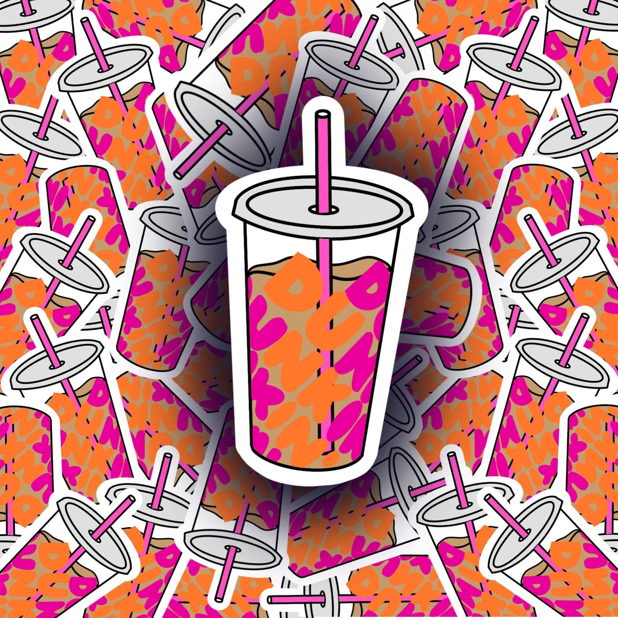 S and S Stickers - Wholesale Sticker - Dunkin Donuts Sticker, Iced Coffee Stickers, Waterproof Stickers, Gifts for Friends, Gifts for Dunkin Lover, Stocking Stuffers