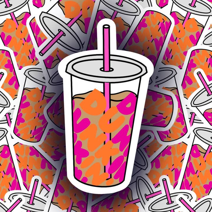 Dunkin Donuts klistermärke, Iced Coffee Stickers, Vattentäta klistermärken, Gåvor till vänner, Gåvor till Dunkin älskare, Strumpor Stuffers för wholesale av S and S Stickers
