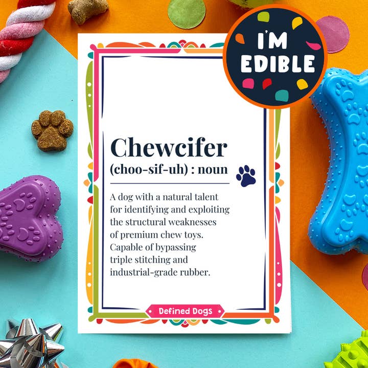 Chewcifer essbare Hundekarte für den Großhandel von Scoff Paper