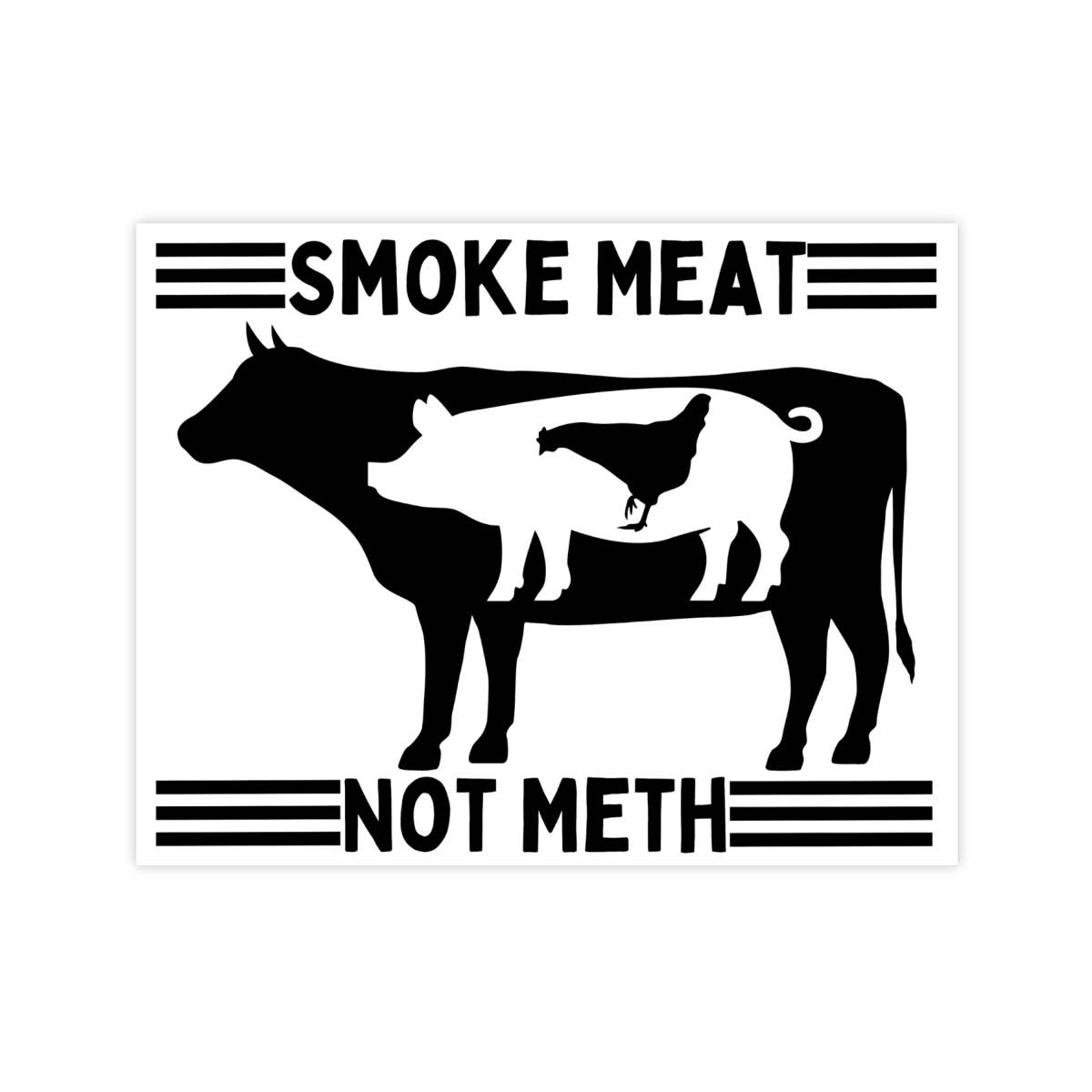 Sticker Bull - Wholesale Sticker - Smoke Meat Not Meth BBQ Sticker, Waterproof Vinyl Sticker
