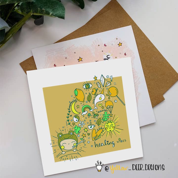 Prompt rétablissement, Carte de vœux irlandaise de guérison pour la vente par Yellow Deer Designs