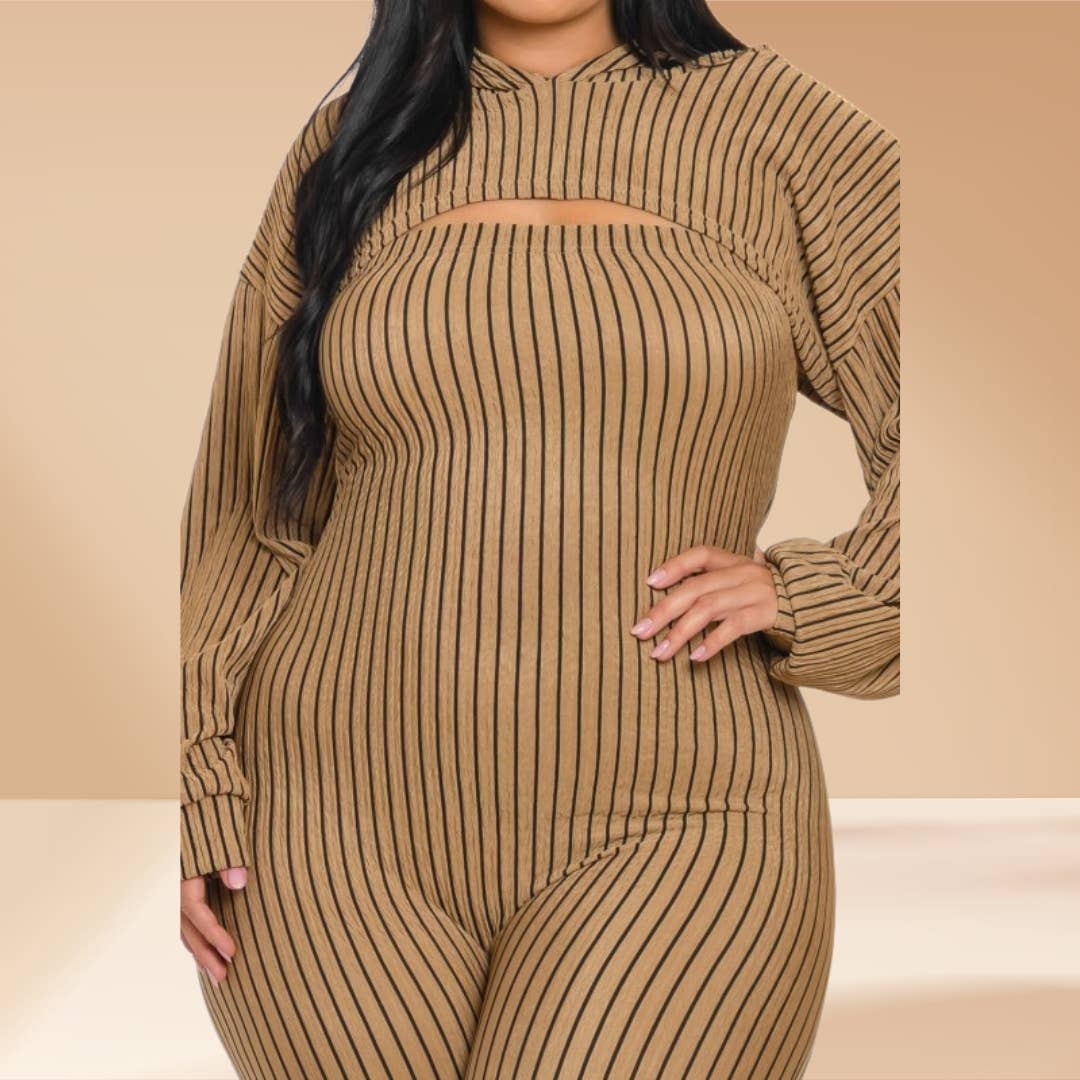 Celystrends – wholesale Jumpsuit - Dam – Plus size randig 2-delad jumpsuit11