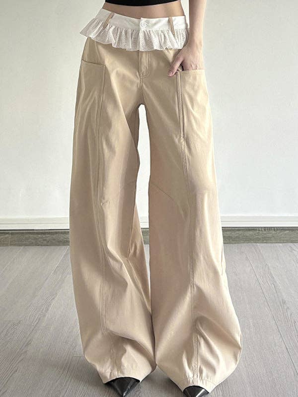 Aprikos Spets Cargo Byxor - Aprikos Bomullsblandning för wholesale på Faire