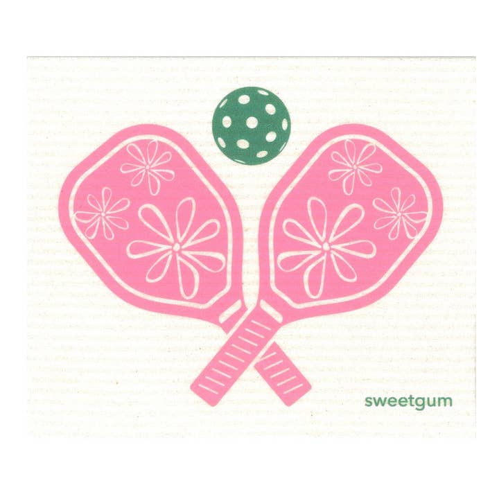 Raquettes de pickleball roses avec balle verte | Torchon suédois pour la vente par Sweetgum Home
