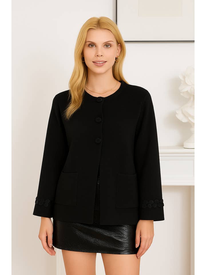 Lucy Sparks - Wholesale Cardigan – Women’s - SOFT KNIT CARDIGAN WITH LARGE SEQUINS ON CUFFS1