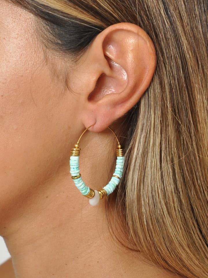 Natural Stone Stainless Steel Earrings for wholesale by Victoria Moda