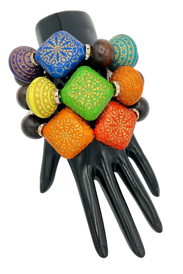 Multi Detail Mix Bead Statement Bracelet Set for wholesale on Faire