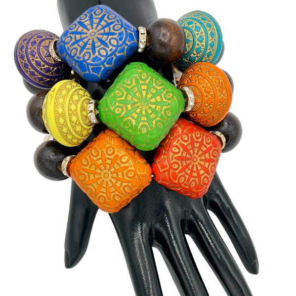 Multi Detail Mix Bead Statement Bracelet Set for wholesale on Faire0