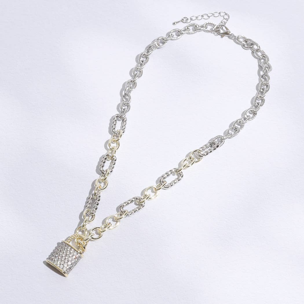 MULTI Collier à verrouillage en zircone cubique à maillons solides et torsadés en vente sur Faire4